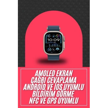 49mm Akıllı Saat Amoled Ekranlı Kadın Erkek Kol Saati Plastik Kordon