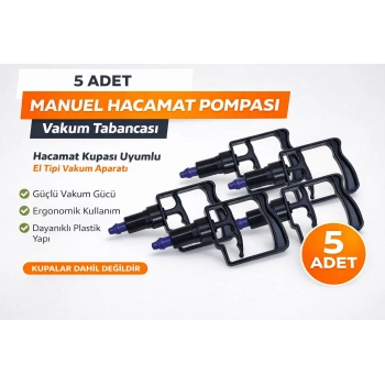 5 Adet Manuel Hacamat Pompası Vakum Tabancası – Hacamat Kupası Uyumlu El Tipi Vakum Aparatı