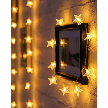 5 Metre 20 Yıldızlı LED Işık Zinciri Daylight Beyaz Salon ve Oda Dekoru