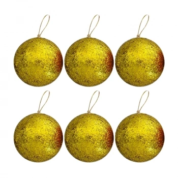 5cm Simli Strafor Top Ağaç Süsü 6lı Gümüş