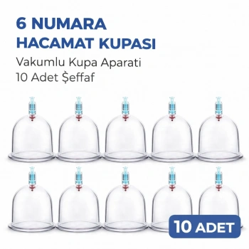6 Numara Hacamat Kupası 10 Adet Vakumlu Kupa Bardak Dayanıklı Plastik Manuel Hacamat Kabı