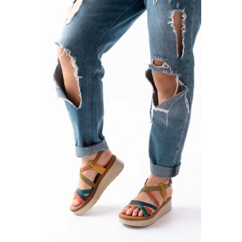 730-153 Multi Ortopedik Hakiki Deri Dolgu Kadın Sandalet