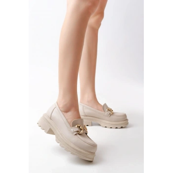 745-773 Bej Günlük Yüksek Tabanlı Loafer Ayakkabı