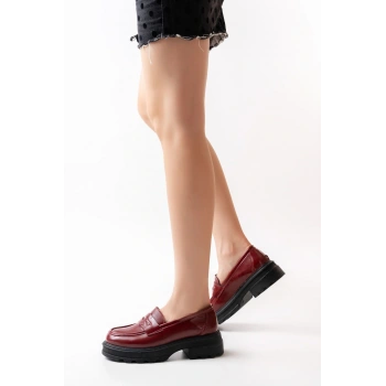 746-759 Bordo Rugan Günlük Yüksek Tabanlı Loafer Ayakkabı