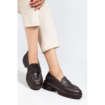 746-759 Kahve Günlük Yüksek Tabanlı Loafer Ayakkabı