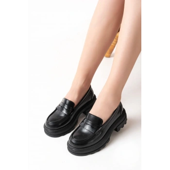 746-759 Siyah Rugan Günlük Yüksek Tabanlı Loafer Ayakkabı