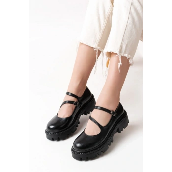 868-756 Siyah Rugan Günlük Yüksek Tabanlı Loafer Ayakkabı