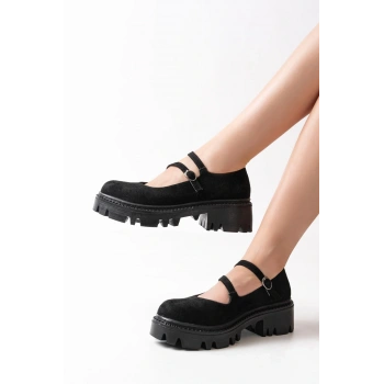 868-756 Siyah Süet Günlük Yüksek Tabanlı Loafer Ayakkabı