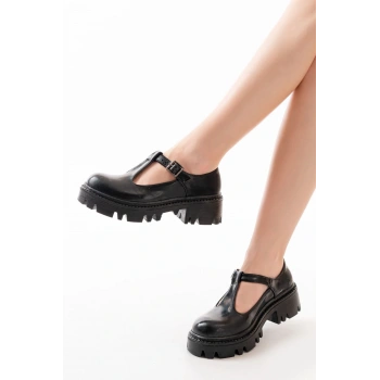 868-757 Siyah Rugan Günlük Yüksek Tabanlı Loafer Ayakkabı