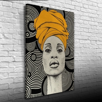 Afrika Yerli Kadın Görseli gri ve siyah Tonlarda Kanvas Tablo 50 x 70