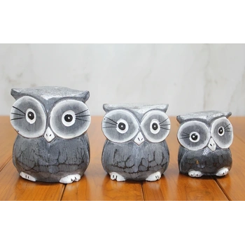 Ahşap 3lü Baykuş Seti Model 2