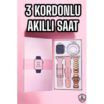 Akıllı Saat Amoled Ekran 3 Kordonlu Aksesuar Hediyeli Sesli Görüşme