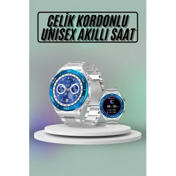 Akıllı Saat Çelik Kordonlu Amoled Ekran Android ve İOS Uyumlu Çağrı Cevaplayabilen