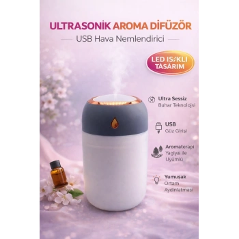 Alaska Ultrasonik Aroma Difüzör USB Hava Nemlendirici Led Işıklı Buhar Makinesi
