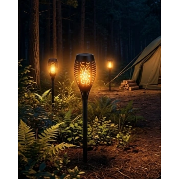 Alev Efektli Solar Bahçe Lambası Su Geçirmez Sensörlü LED Dış Mekan Aydınlatma