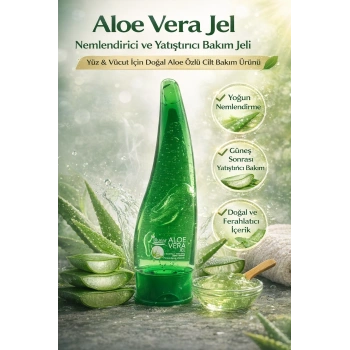 Aloe Vera Jel Nemlendirici ve Yatıştırıcı Bakım Jeli Yüz ve Vücut İçin Doğal Aloe Özlü Cilt Bakım Ürünü