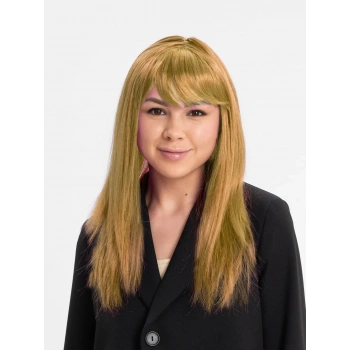 Altın Renk Düz Kesim İçi Astarlı Uzun Parti Peruğu