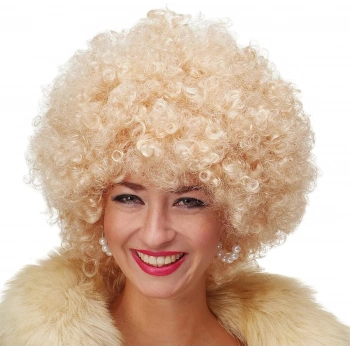 Altın Renk Kıvırcık Afro Parti Peruğu