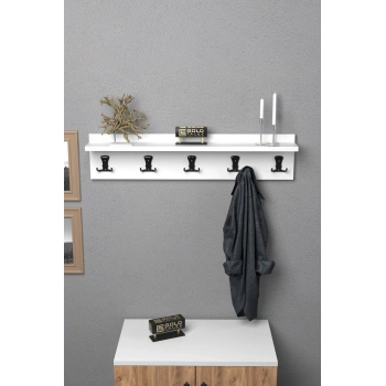 Askılık Duvar Elbise Askılığı Portmanto 80 Cm Beyaz Düz