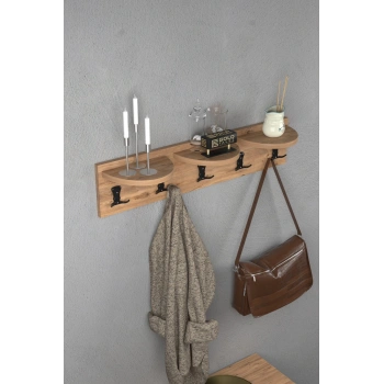 Askılık Duvar Elbise Askılığı Portmanto 80 Cm Ceviz