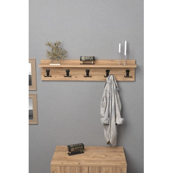 Askılık Duvar Elbise Askılığı Portmanto 80 Cm Ceviz Düz