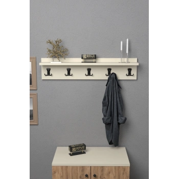 Askılık Duvar Elbise Askılığı Portmanto 80 Cm Krem Düz