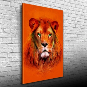 Aslan , Turuncu Tonlarda Dekoratif Kanvas Tablo 50 x 70