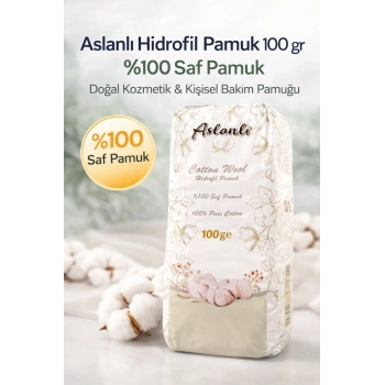 Aslanlı Hidrofil Pamuk 100 gr %100 Saf Pamuk Doğal Kozmetik ve Kişisel Bakım Temizlik Pamuğu 1 ADET