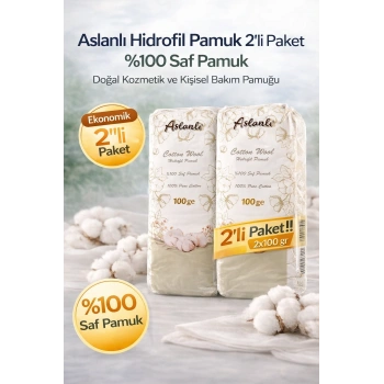 Aslanlı Hidrofil Pamuk 100 gr x 2 Adet %100 Saf Pamuk Kozmetik ve Kişisel Bakım Pamuğu