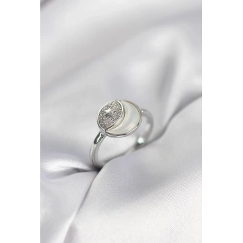 Ay Yıldız Model Gümüş Renk Zirkon Taşlı Kadın Yüzük