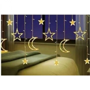 Ay Yıldız Perde Led Gün Işığı 12 Saçaklı