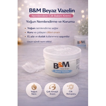 B&M Beyaz Vazelin Nemlendirici Cilt Bakım Kremi Çok Amaçlı Yoğun Nemlendirici 1 Adet