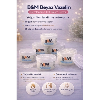 B&M Beyaz Vazelin Nemlendirici Cilt Bakım Kremi Çok Amaçlı Yoğun Nemlendirici 6 Adet