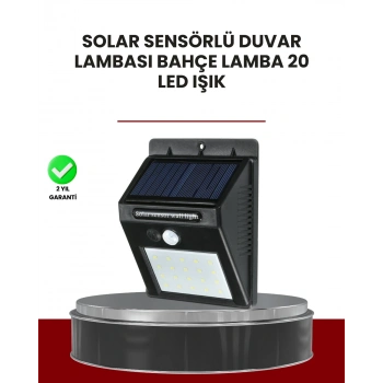 Bahçe ve Dış Mekanlar İçin Güneş Enerjili 20 LED Hareket Sensörlü Lamba