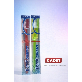 Banat Compact Kutulu Diş Fırçası 2 Adet Orta Sert Koruyucu Kapaklı Set