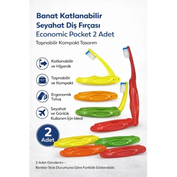 Banat Katlanabilir Seyahat Diş Fırçası Economic Pocket 2 Adet Taşınabilir Kompakt Tasarım