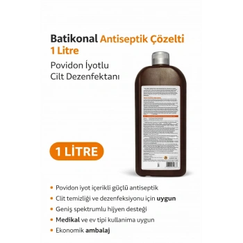 Batikonal Antiseptik Çözelti 1 Litre Povidon İyotlu Cilt Dezenfektanı 1 ADET