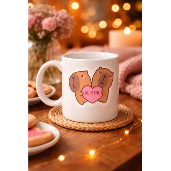 Be Mine Sevimli Ayıcık Tasarımlı Porselen Kupa Model 43 – Aşk Temalı Sevgili Kupası – Özel Gün Hediyesi