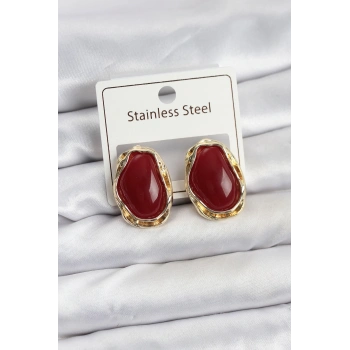 Beyaz Damla Model Pirinç Vintage Kadın Küpe