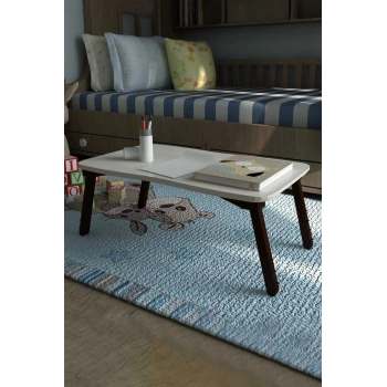 Beyaz Laptop Sehpa Çalışma Kahvaltı Masası