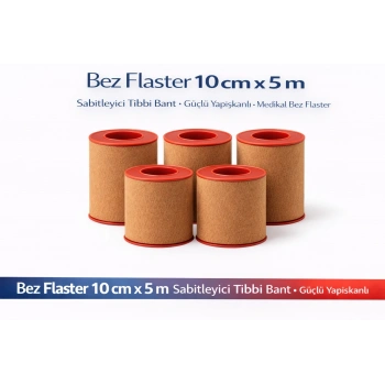 Bez Flaster 10 cm x 5 m Sabitleyici Tıbbi Bant Kahverengi Bez Flaster Güçlü Yapışkanlı 5 Adet