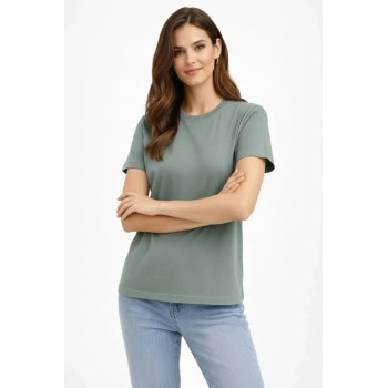 Bisiklet Yaka Tişört Regular Kalıp Basic Pamuklu Günlük Kullanım T-shirt - Mint Yeşili