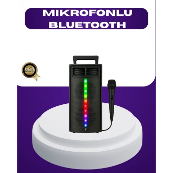 Bluetooth Işıklı Hoparlör – 2x5W Güç | USB + TF Kart + FM Radyo | Siyah Renk