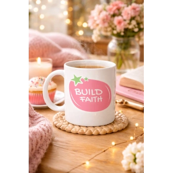 Build Faith UMUDUNU İNŞA ET Yazılı Porselen Kupa MODEL 151 – Motivasyon Temalı, Kahve & Çay Kupası – Hediye Seçeneği