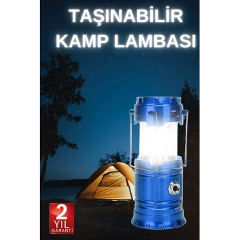 Büyük Boy Güneş Enerjili Kamp Feneri Işıldak Lamba USB Şarjlı