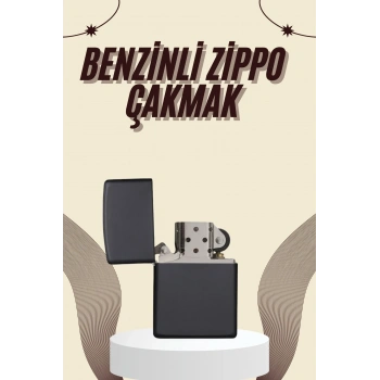Çakmak Parlak Siyah Zippo Benzinli Çakmak Cep Boy Doldurulabilir