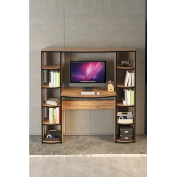 Çalışma Masası 10 Raflı Kitaplık Raf Atlantik Çam