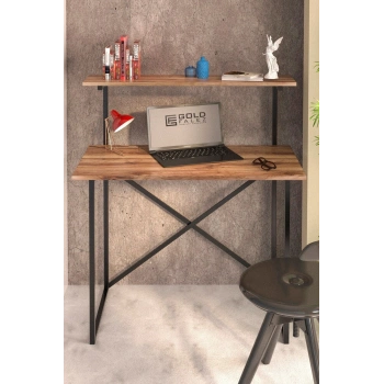 Çalışma Masası Raf Kitaplık Çok Amaçlı Ofis Masa Ceviz