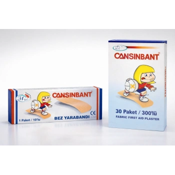 Cansinbant Bez Yarabandı 10 lu 1 Paket 1,9 x 7,2 cm Fabric First Aid Plaster