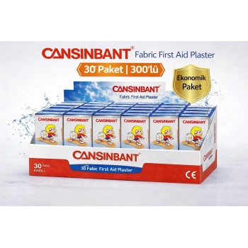 Cansinbant Bez Yarabandı 10 lu 30 Paket 1,9 x 7,2 cm Fabric First Aid Plaster